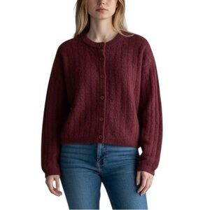 J. Crew SUPER SOFT Pointelle Bubble Hem Alpaca blend Cardigan Sweater NWT XS